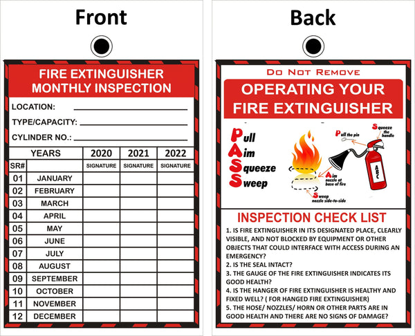 Fire Extinguisher Monthly Inspection Sign