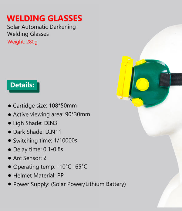 Welding Glasses automatic Darkening solar power / Lithium battery
