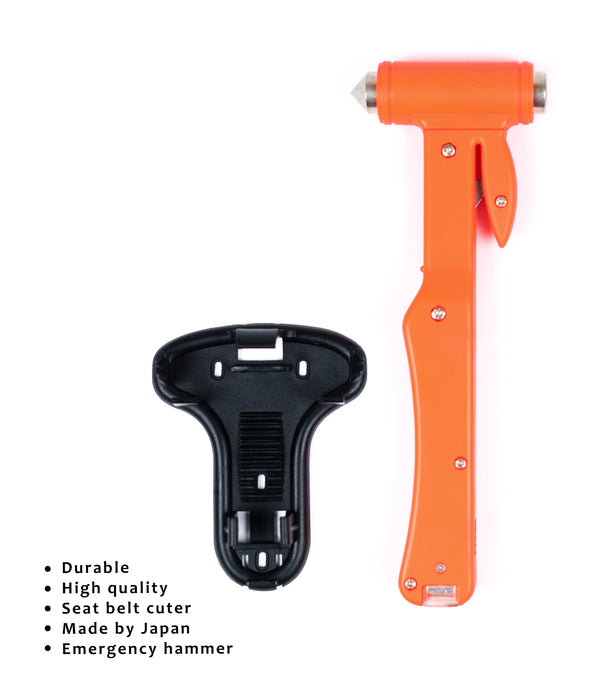 Fluorescent Emergency Hammer & Seat Belt Cutter For Car - Orange