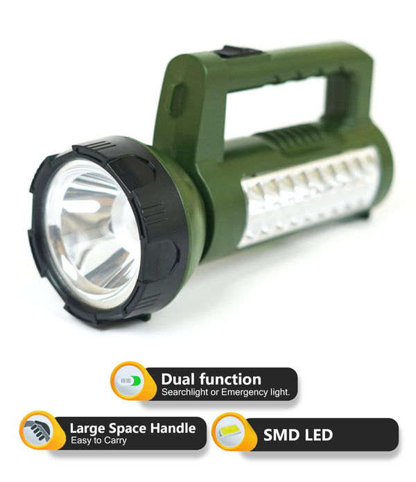 DP 7324 (RECHARGEABLE LED SEARCHLIGHT) 40W+18WSMD LED Torch  (Green, 17 cm, Rechargeable)