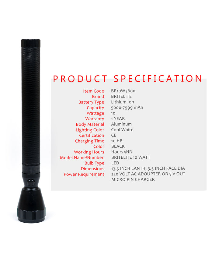 britelite led rechargeable flashlight Britelite Classic Series Rechargeable Flashlight – Safe-T