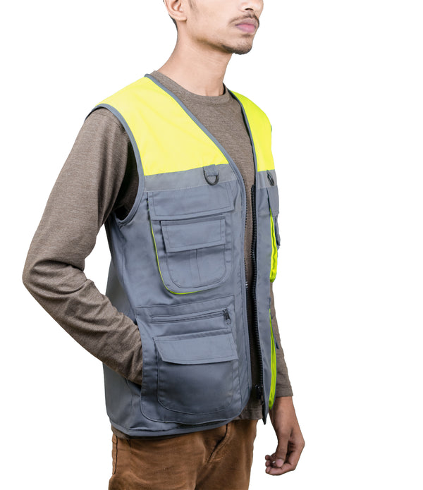 Two Tones Vest Workwear, Safe-T Neon & Grey Vest for workers