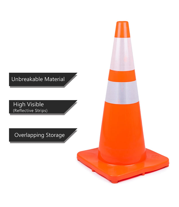 Soft PVC Road Safety Barricade Cone with Top Ring (Unbreakable)