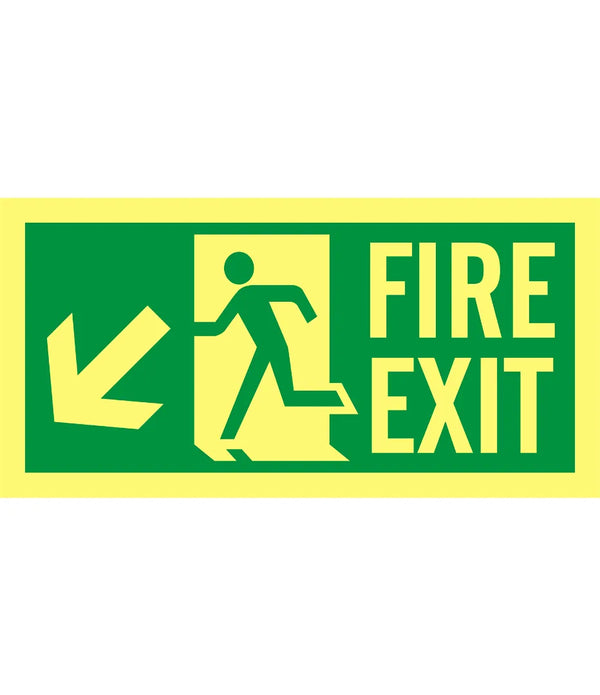 Fire Exit Left Down Arrow Sign