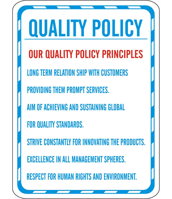 Quality Policies Principles Sign