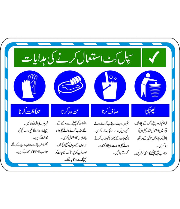 Instructions of Using Spill kit Sign
