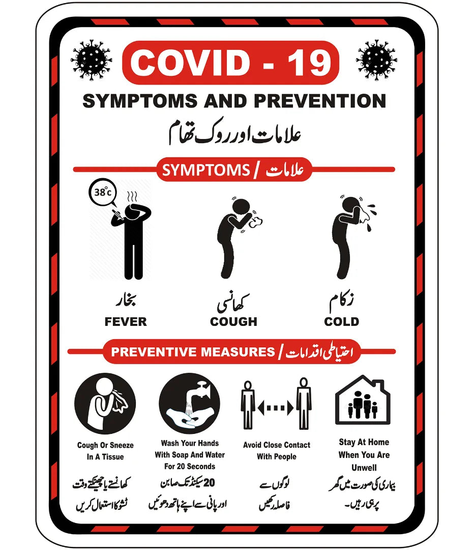 Coved Sign Sign Covid Symptoms And Prevention Sign – Safe-T