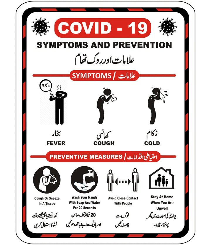 Covid Symptoms And Prevention Sign – Safe-T