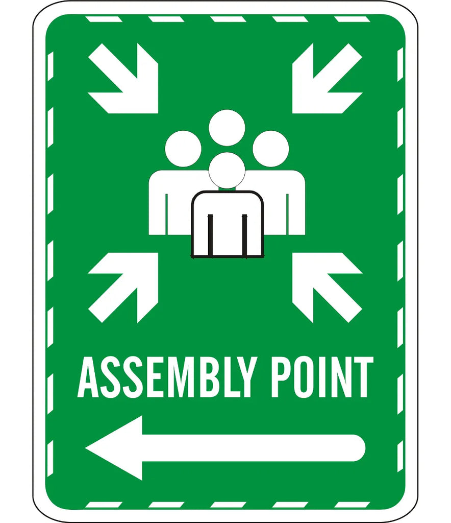 Assembly Point Sign Left Assembly Point Left Sign – Safe-T