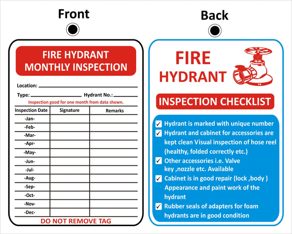 Fire Hydrant Inspection Checklist Sign