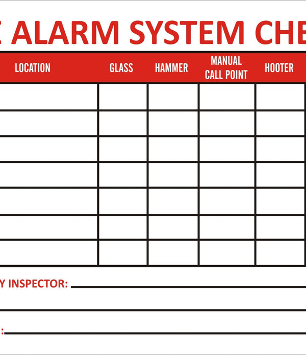 Fire Alarm System Checklist Sign