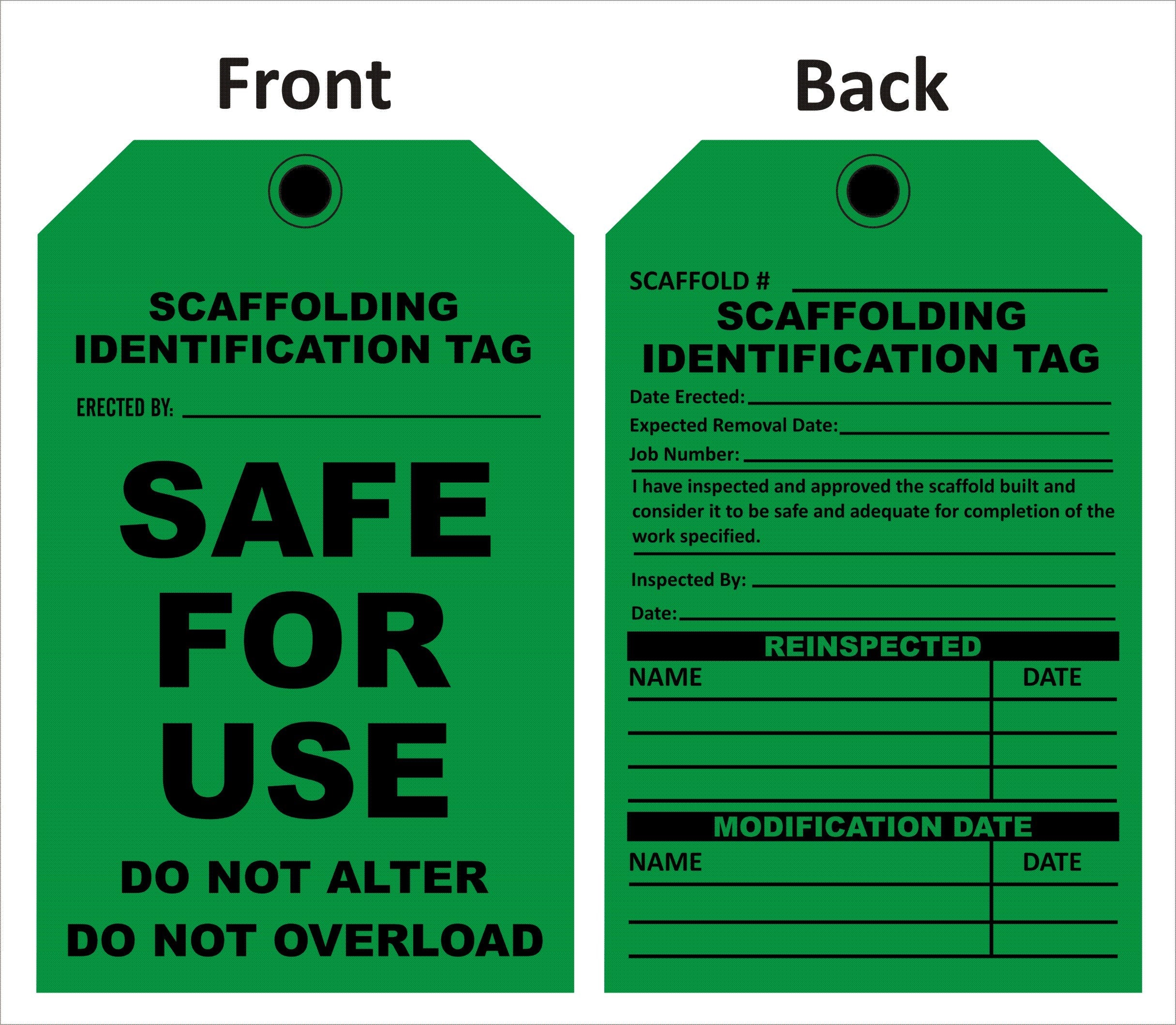 Scaffolding Identification Tag Sign β Safe-T