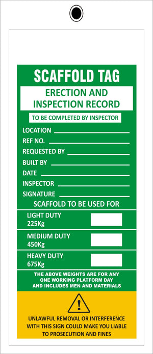 Erection & Inspection Record Sign