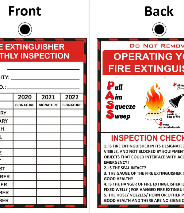 Fire Extinguisher Monthly Inspection Sign